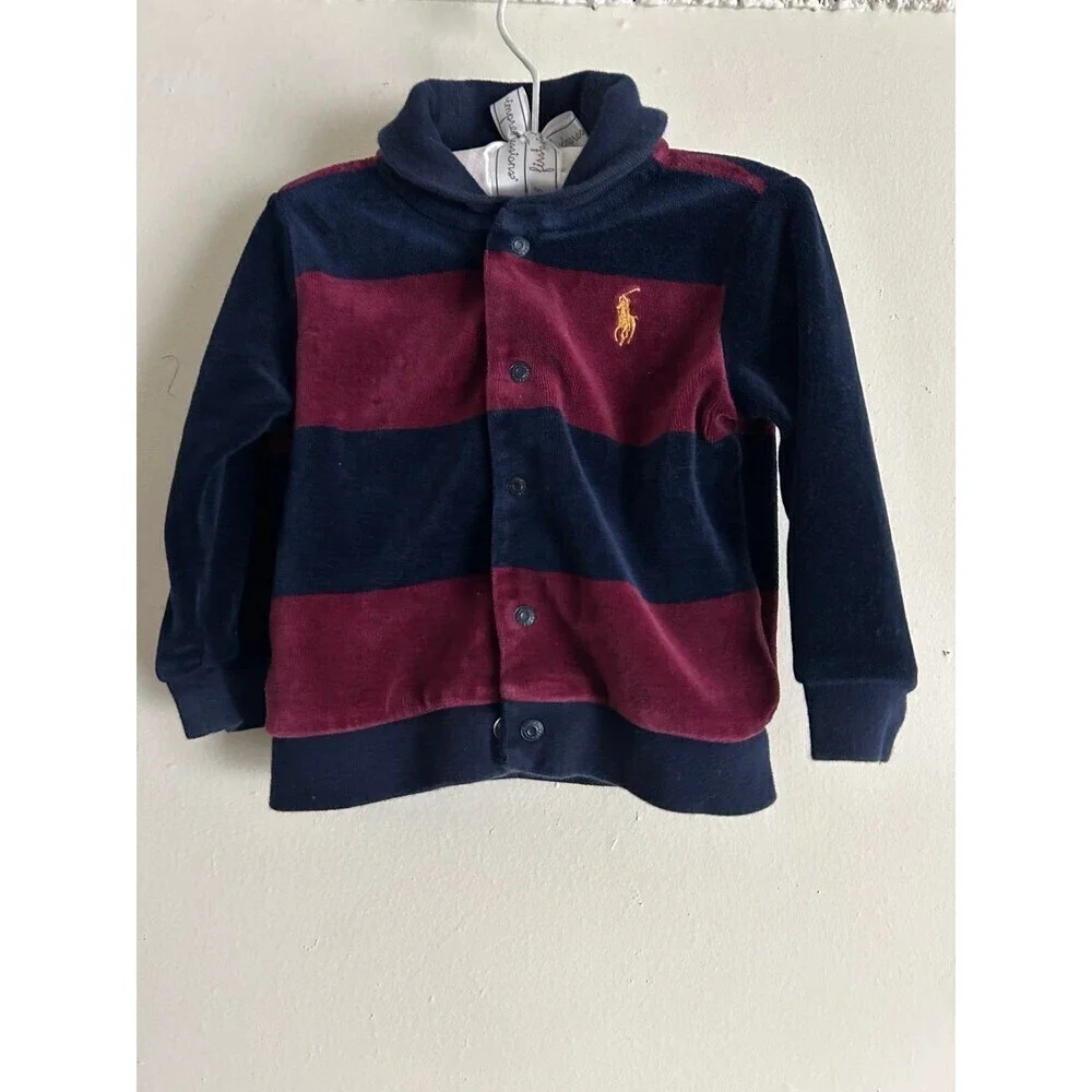 Ralph Lauren Baby Striped Velour Jacket 12M